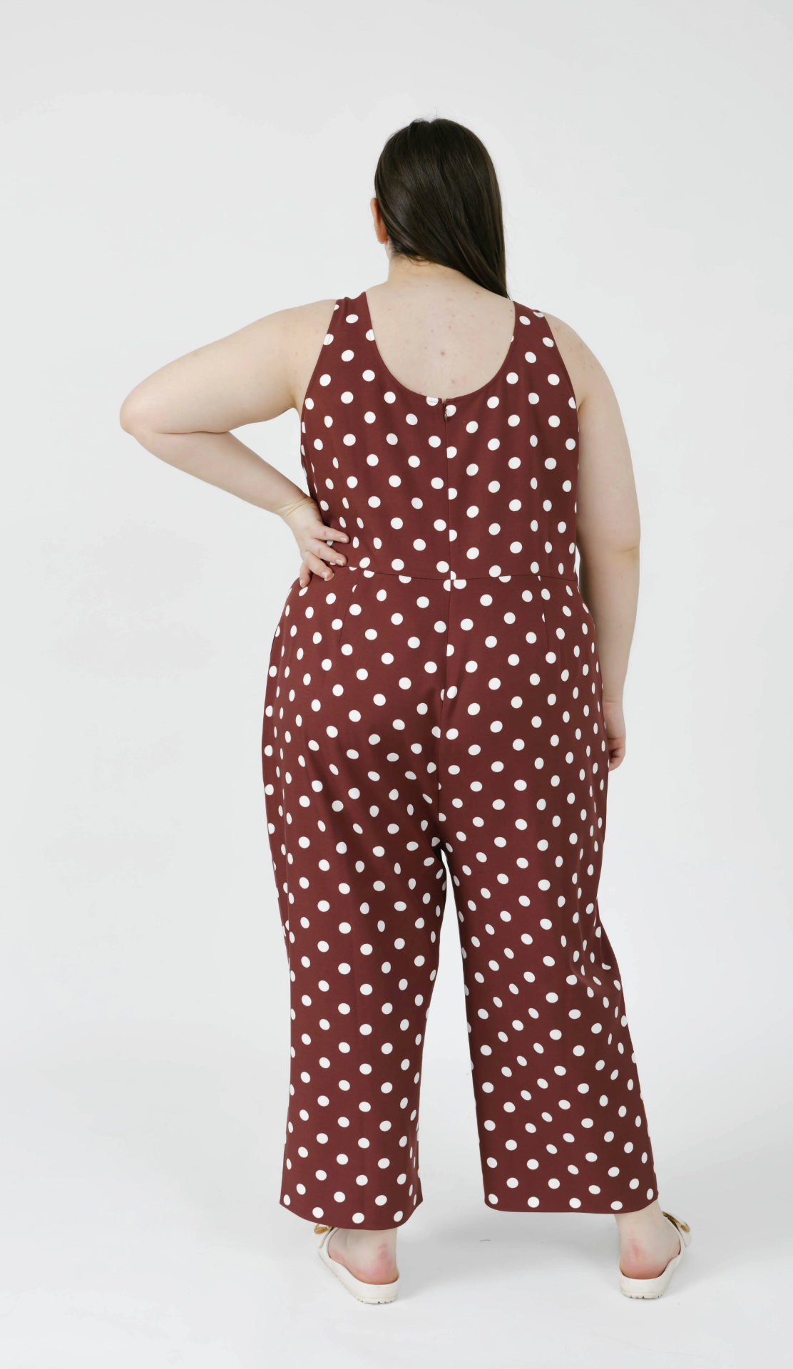 Lucy Polka Dot Cropped Romper ~ Brown