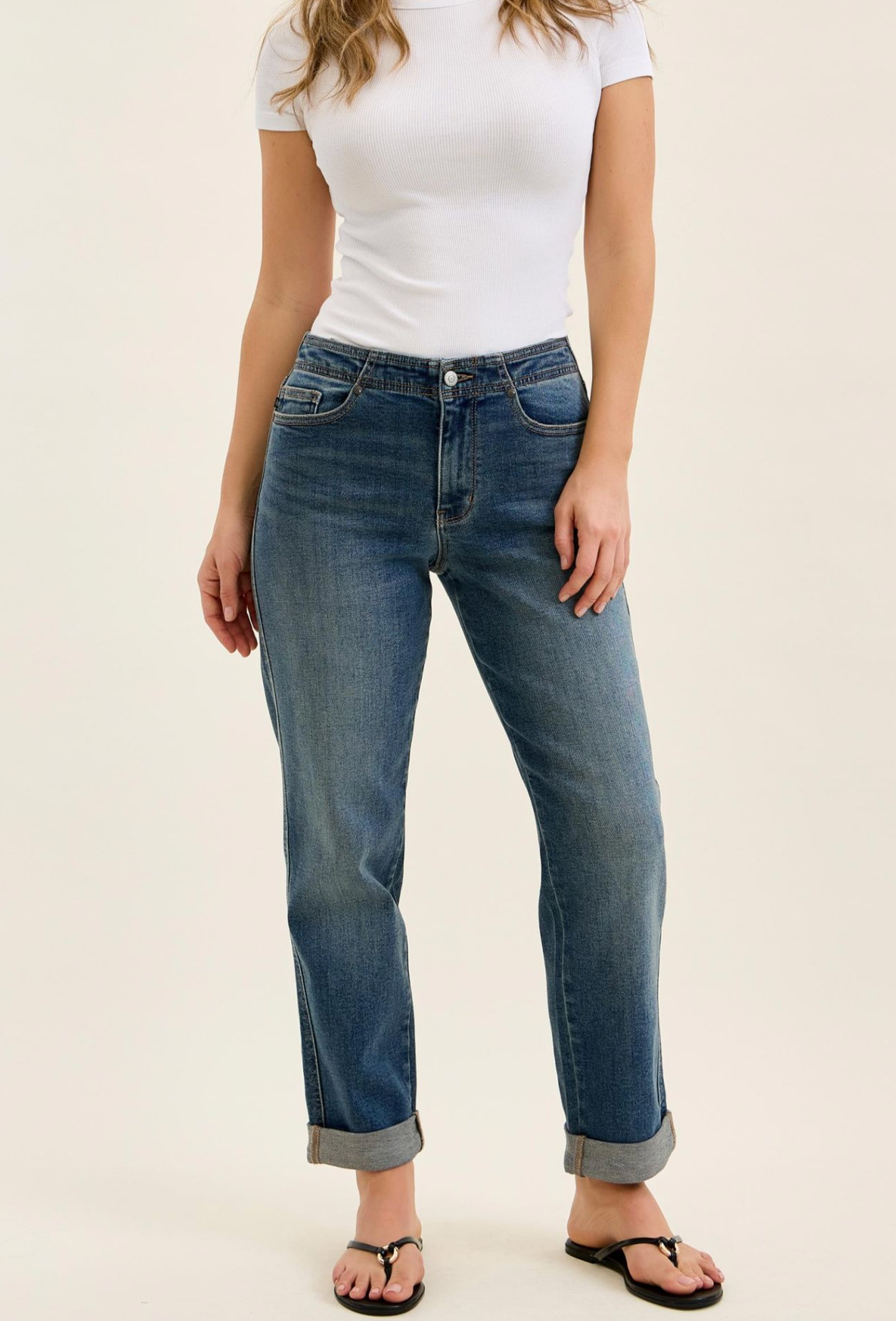 Lizzie Boyfriend Jeans with Adjustable Back Tab + Hollywood Waist { Reg }