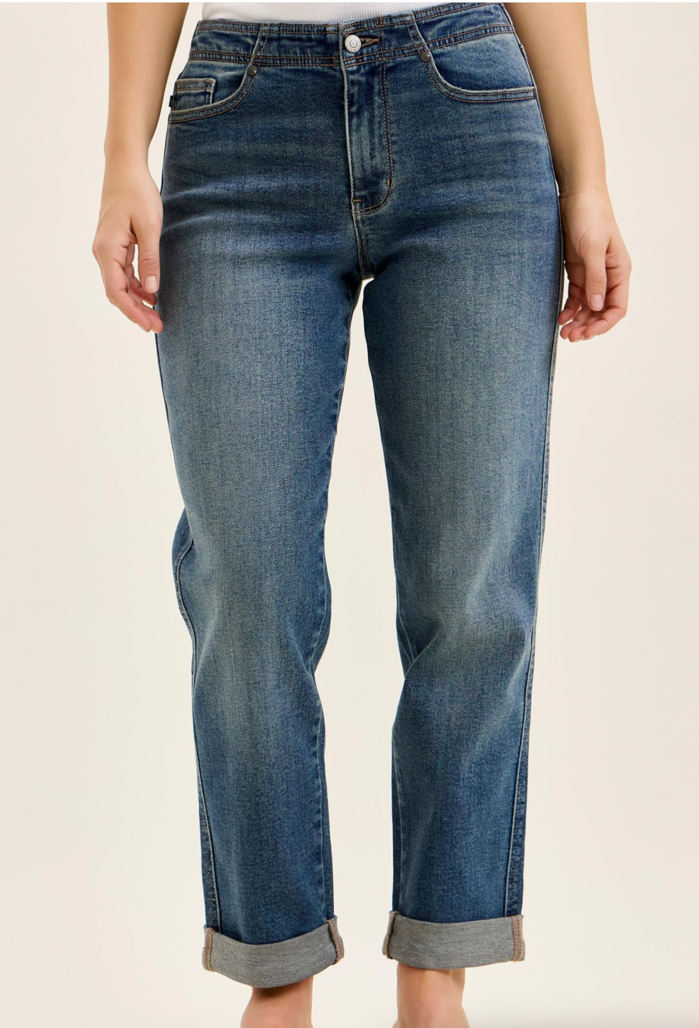Lizzie Boyfriend Jeans with Adjustable Back Tab + Hollywood Waist { Reg }