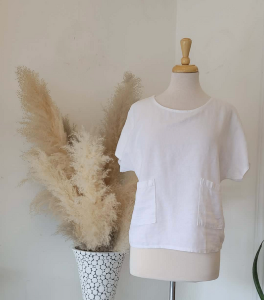 Lana Woven Top ~ White