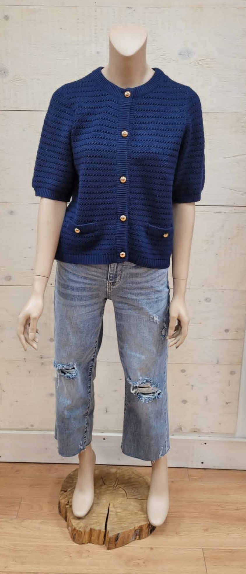 Gold Button Knit Cardigan