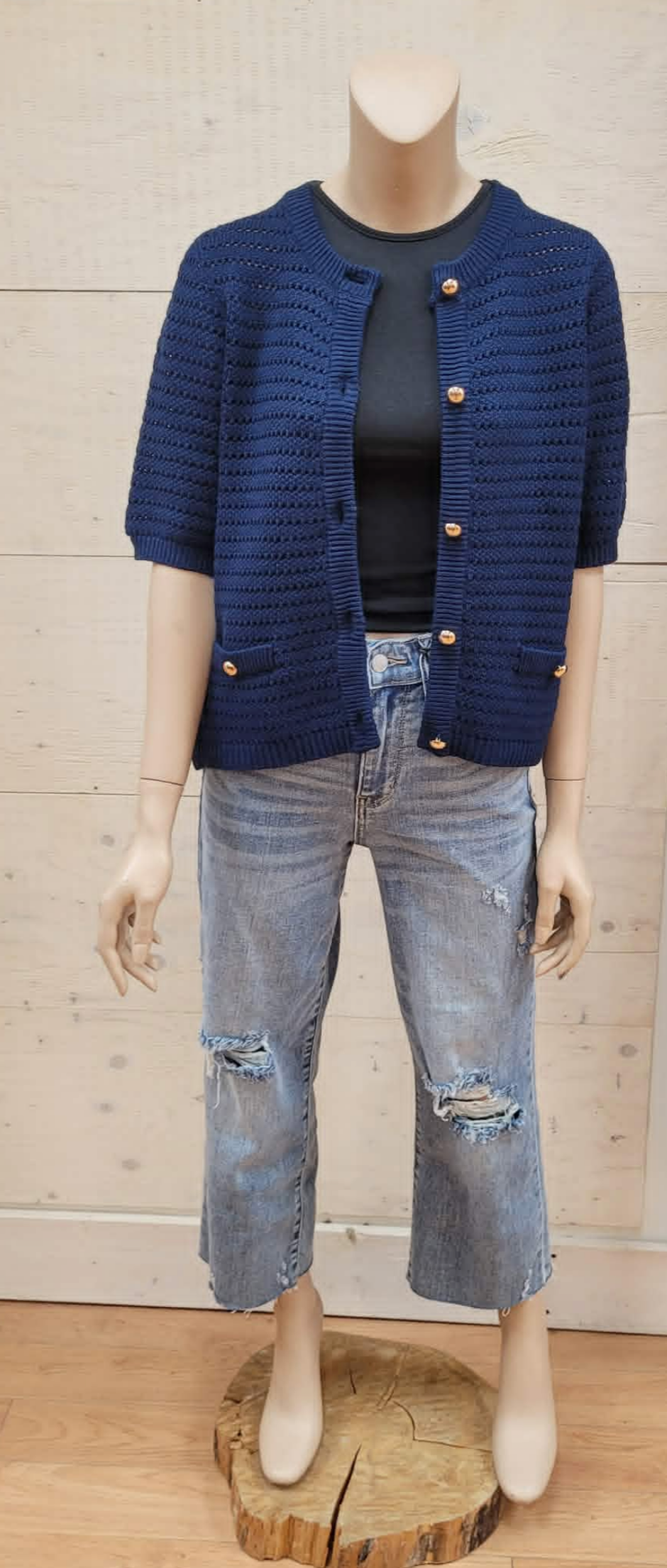 Gold Button Knit Cardigan