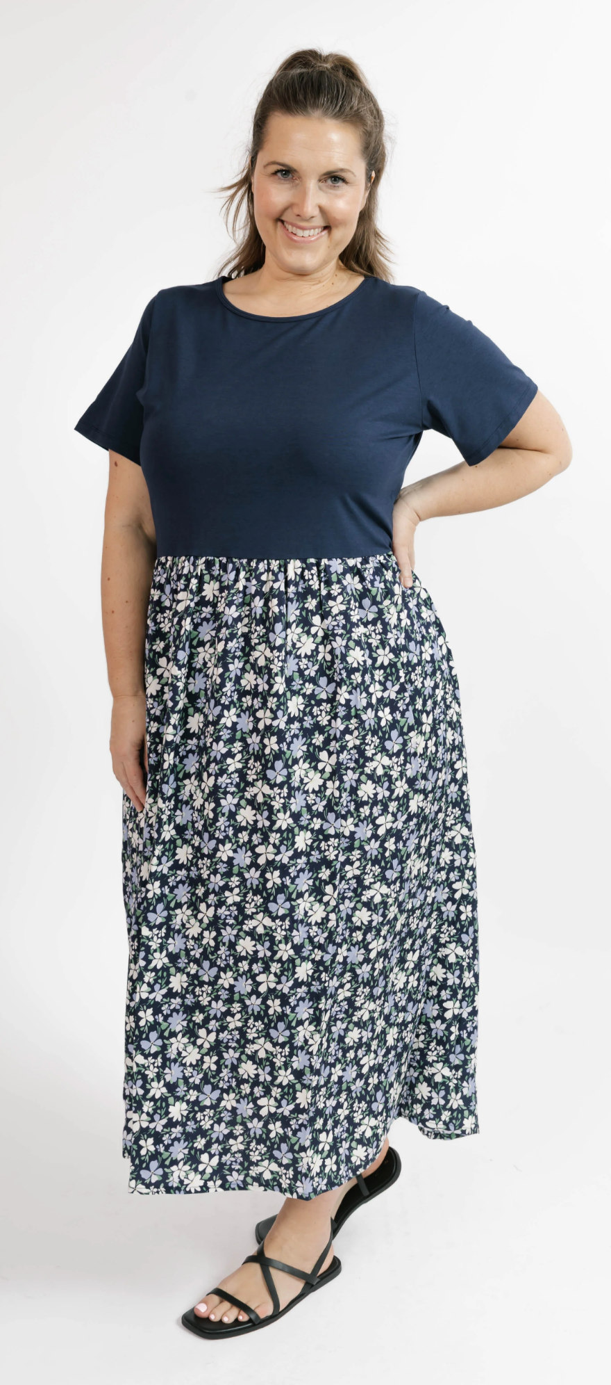 Andi Midi Dress ~ Navy Floral