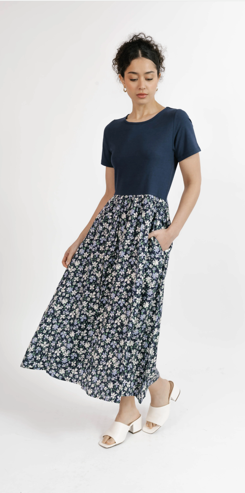 Andi Midi Dress ~ Navy Floral