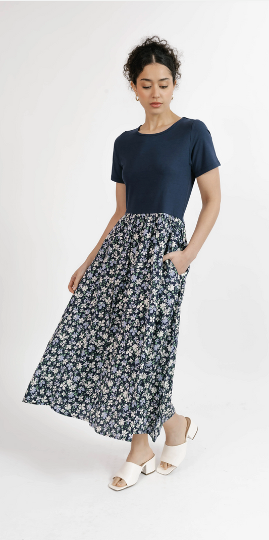 Andi Midi Dress ~ Navy Floral