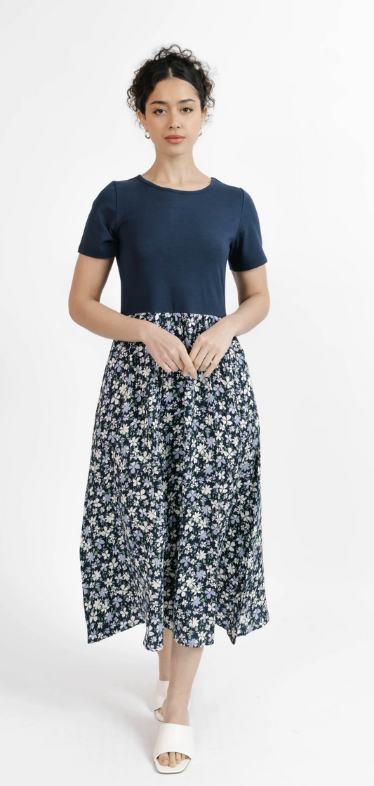 Andi Midi Dress ~ Navy Floral