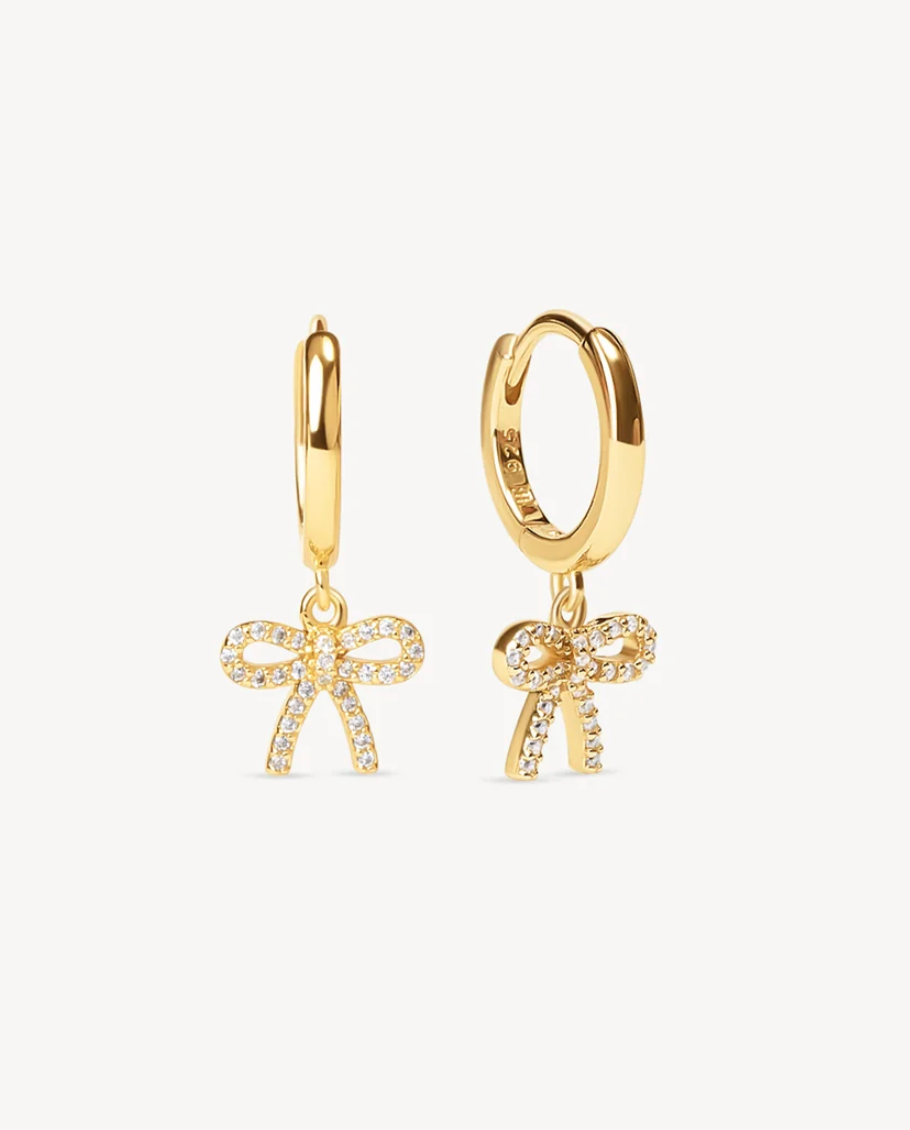 Baby Bow Hoop Earrings ~ Silver & Gold