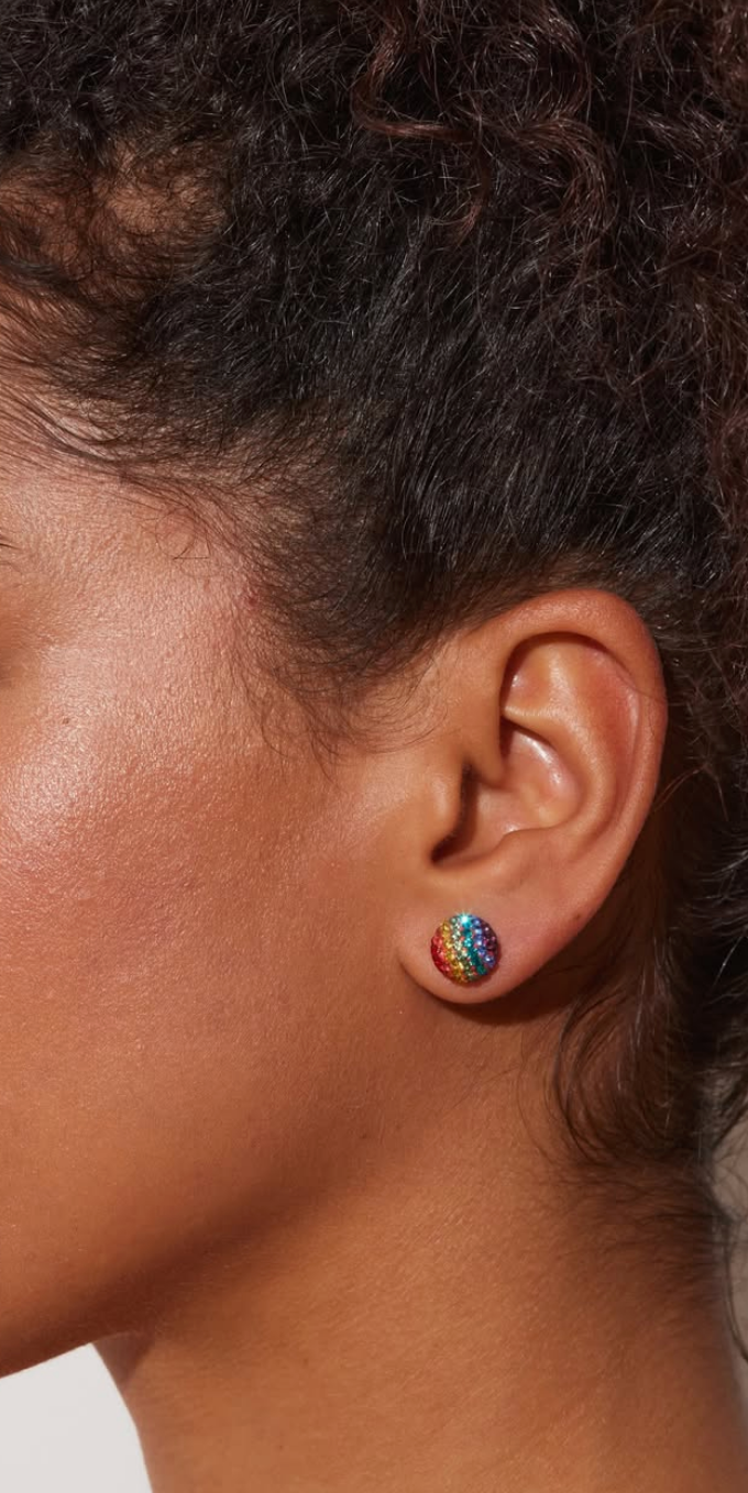 Bold Prism Sparkle Ball Stud Earrings