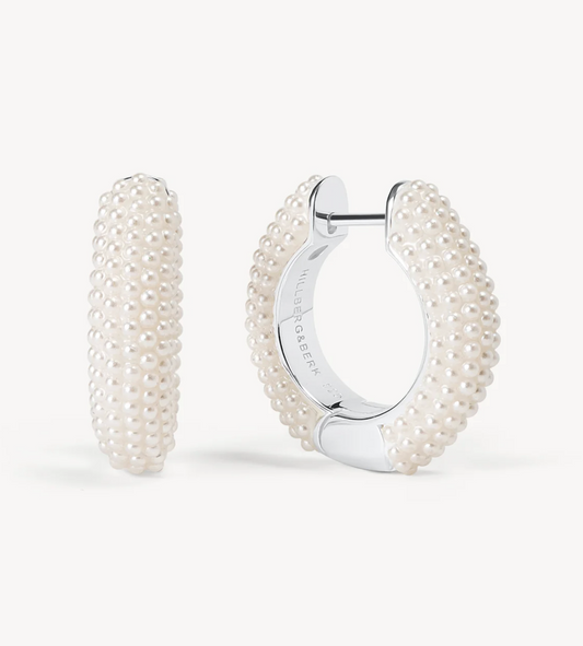 White Pearl Hoop Earrings