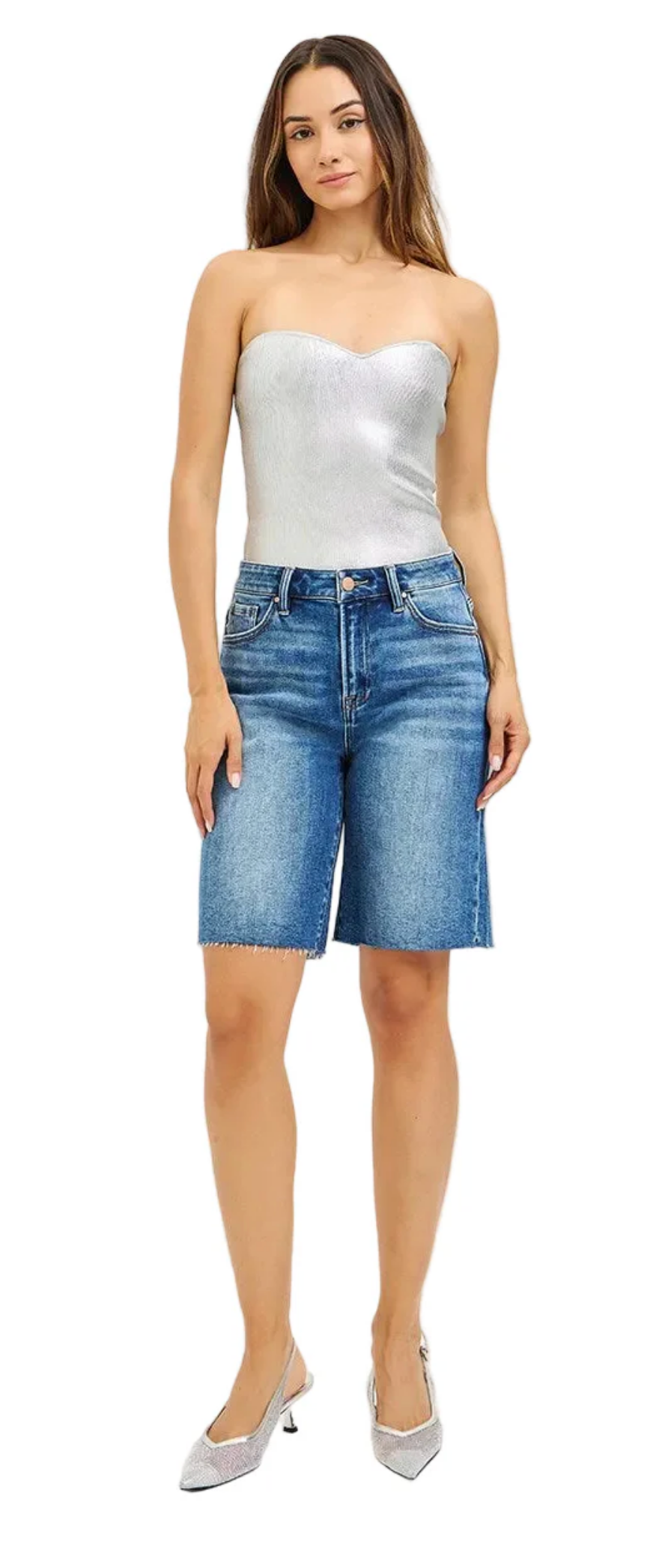 Candy High Rise Bermuda Shorts ~ Dark Blue { Curve }