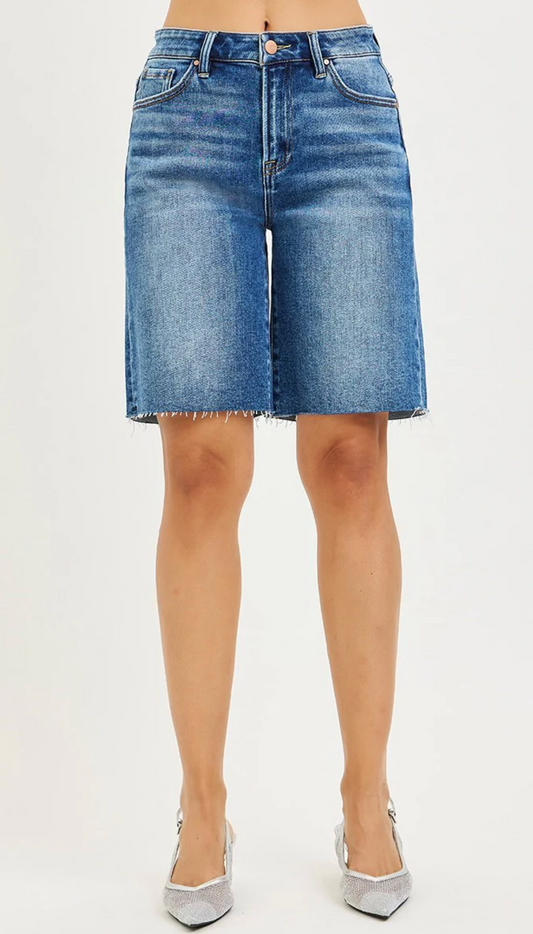 Candy High Rise Bermuda Shorts ~ Dark Blue { Curve }
