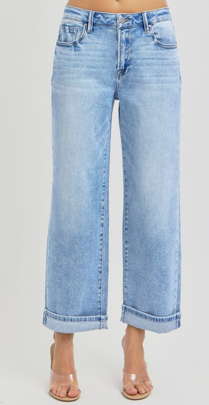 Maura High Rise Turn Up Cuff Ankle Jeans { Curve }