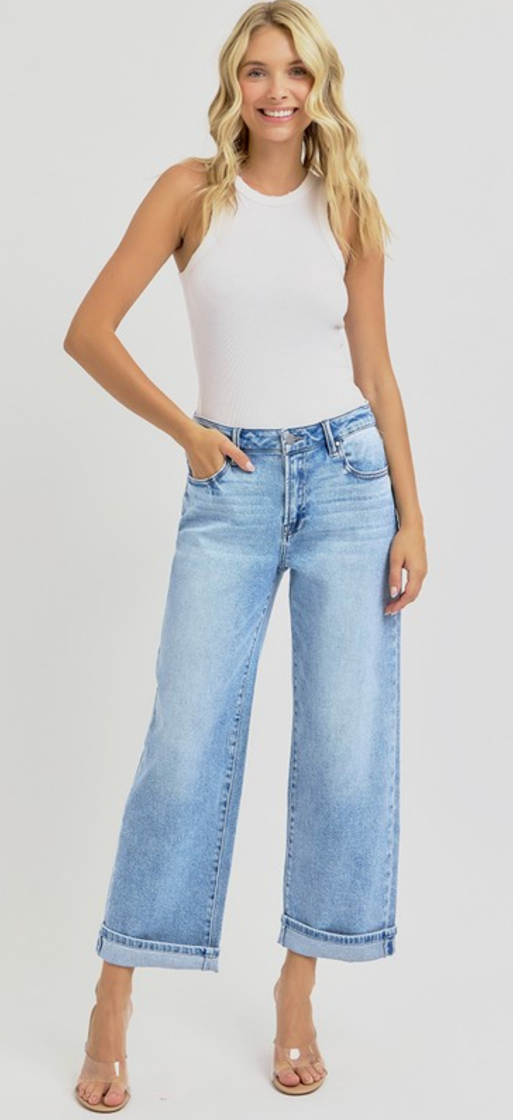 Maura High Rise Turn Up Cuff Ankle Jeans { Curve }
