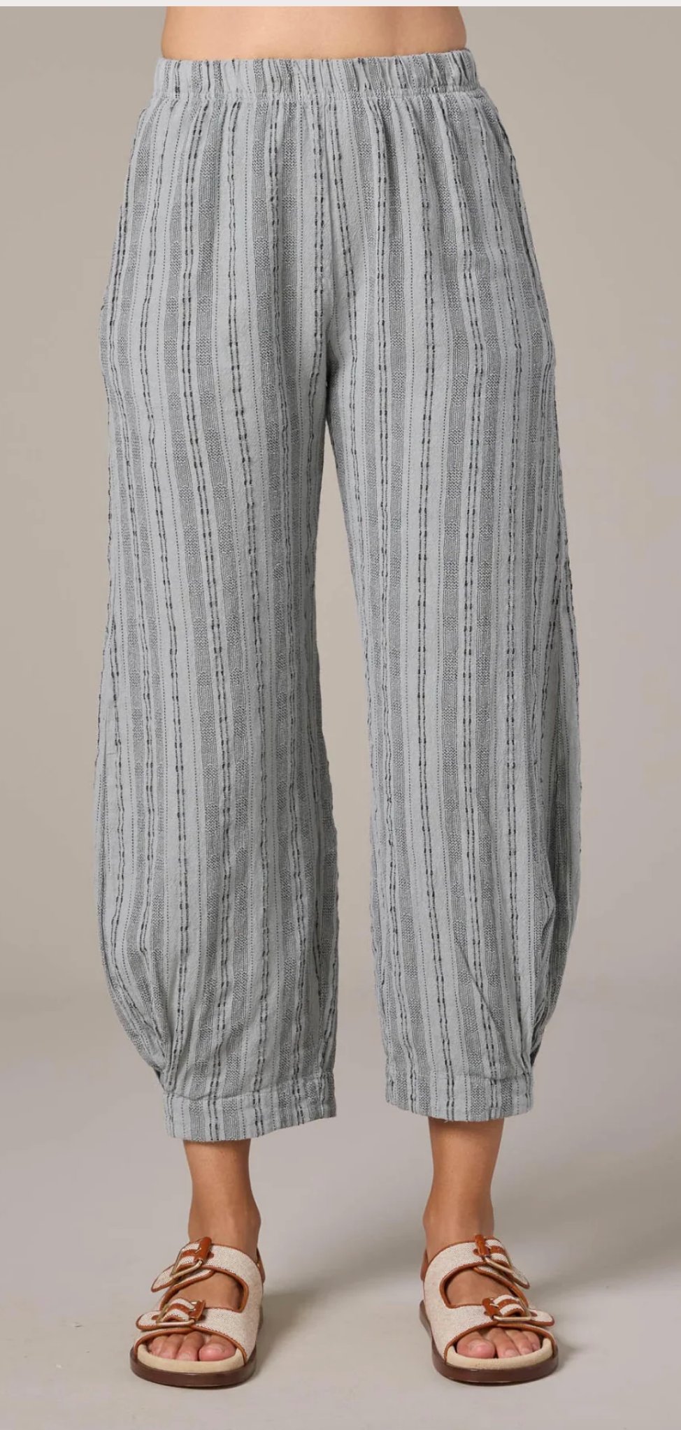 Side Pleat Pinstripe Lantern Pant ~ Overcast