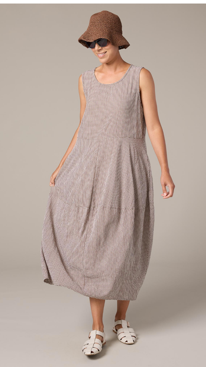 Crinkle Check Seamed Bubble Dress ~ 2 Colours