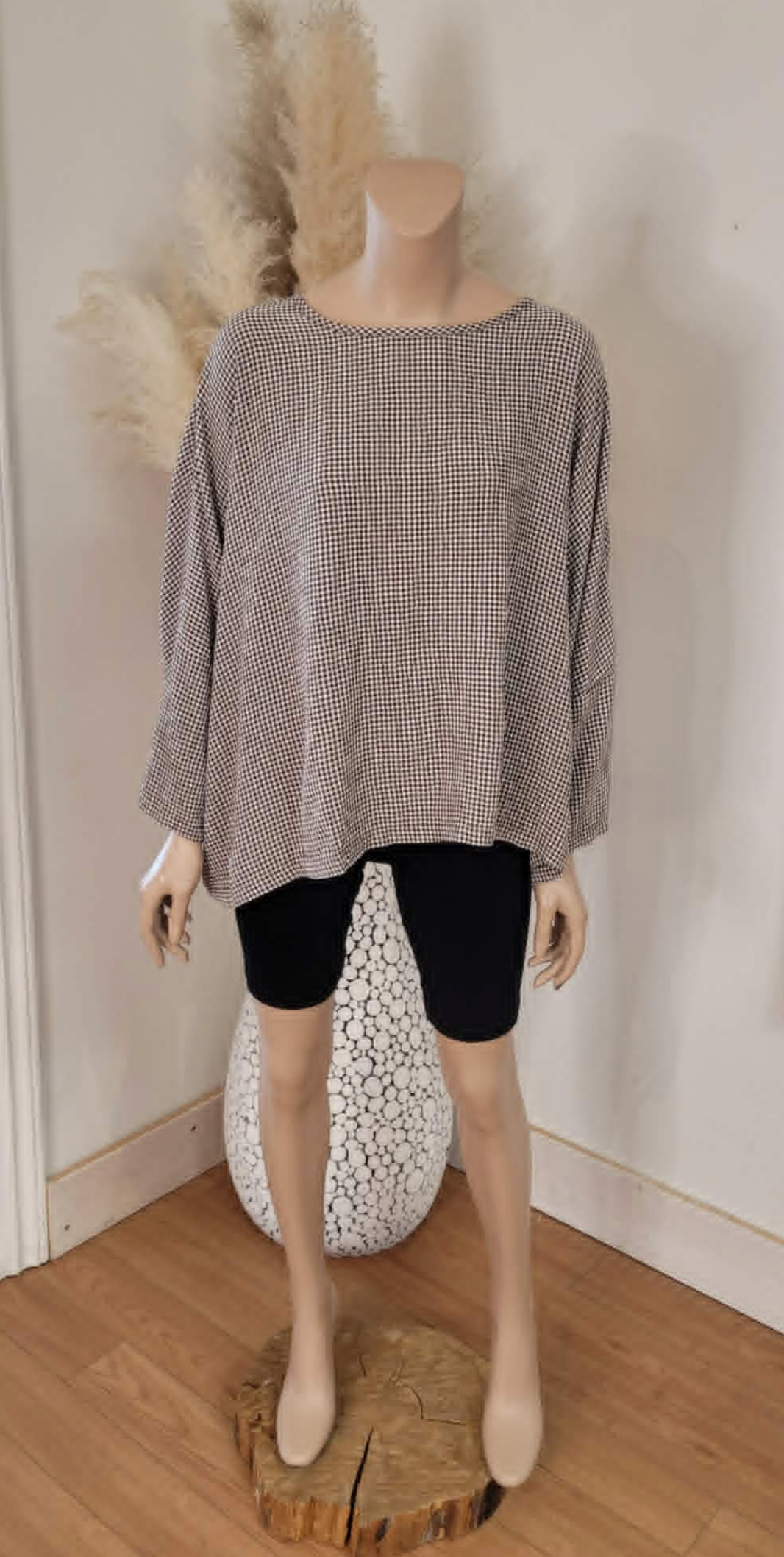 Crinkle Check Crop Top ~ Coconut