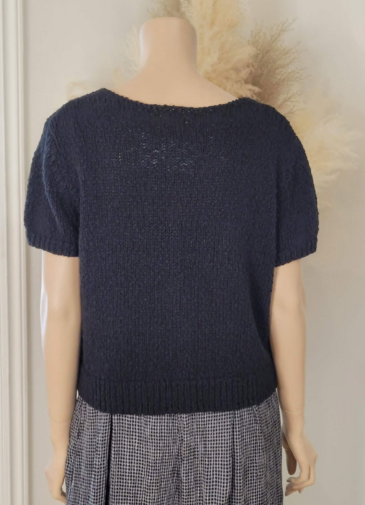 Nala Short-Sleeve Cropped Cardigan ~ Black
