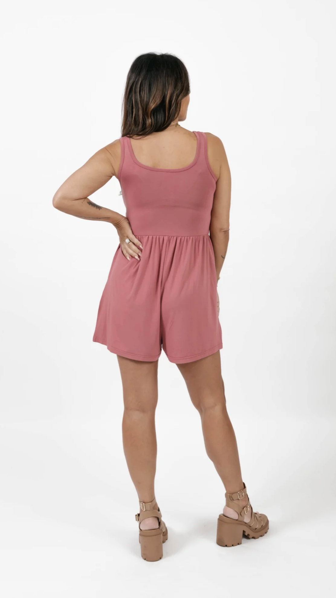 Camille Shorty Romper ~ Dusty Rose