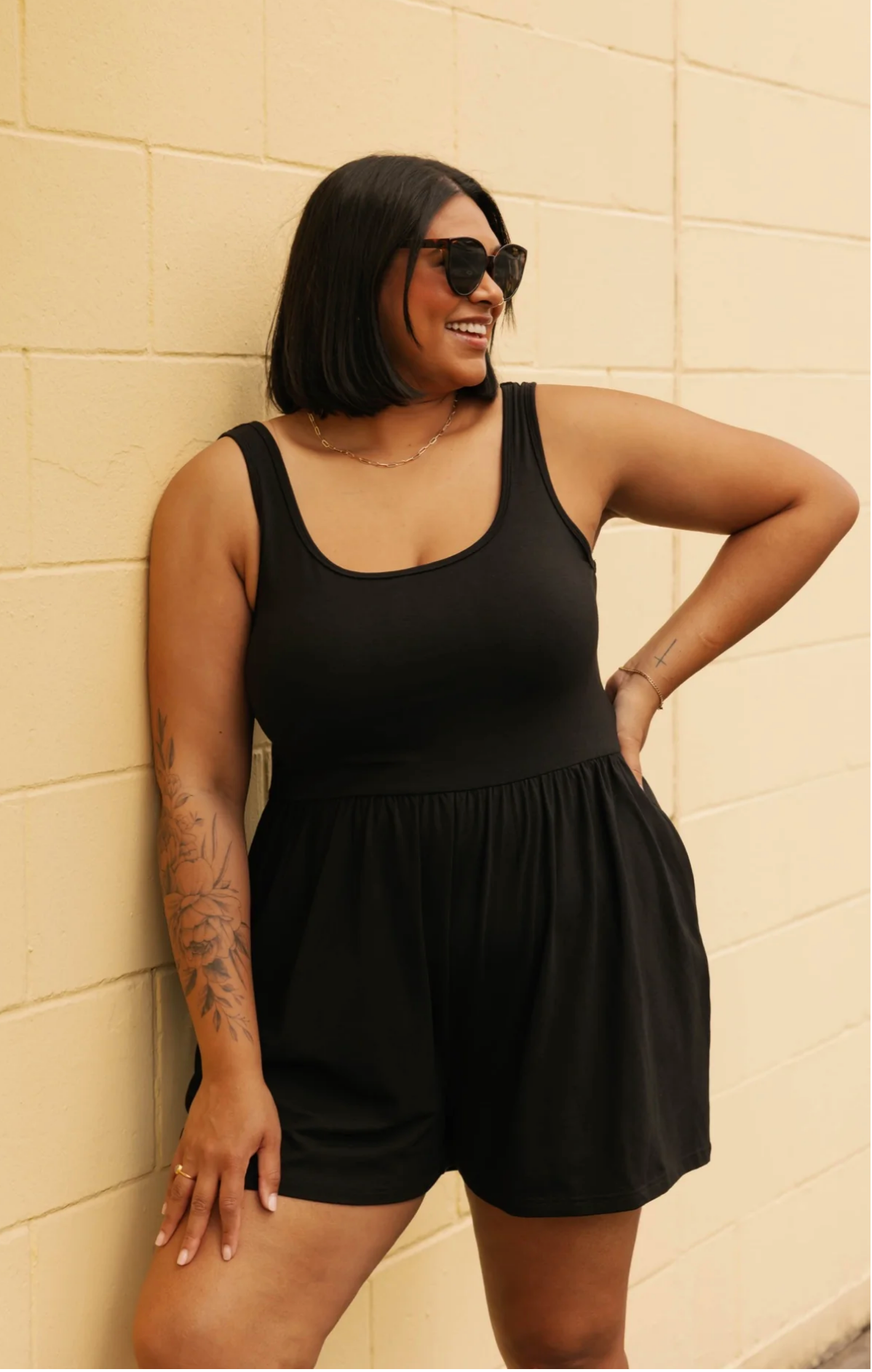 Camille Shorty Romper ~ Black