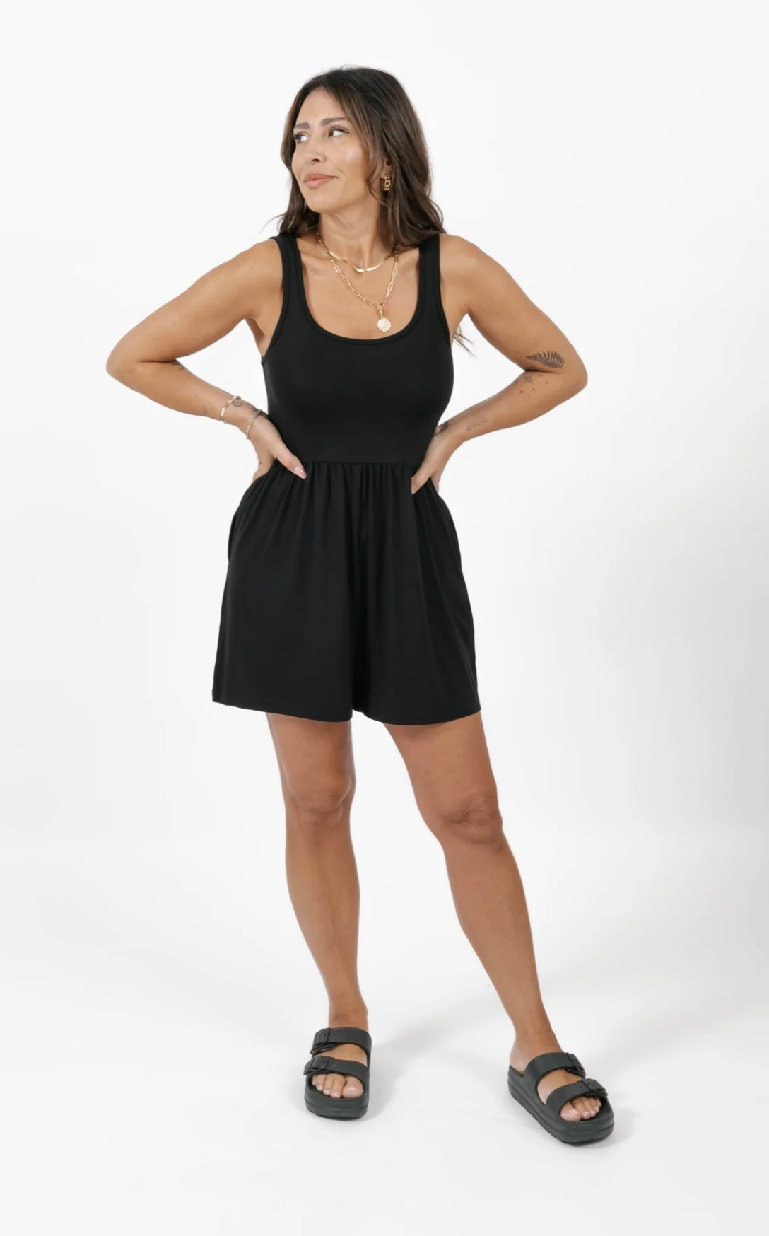 Camille Shorty Romper ~ Black