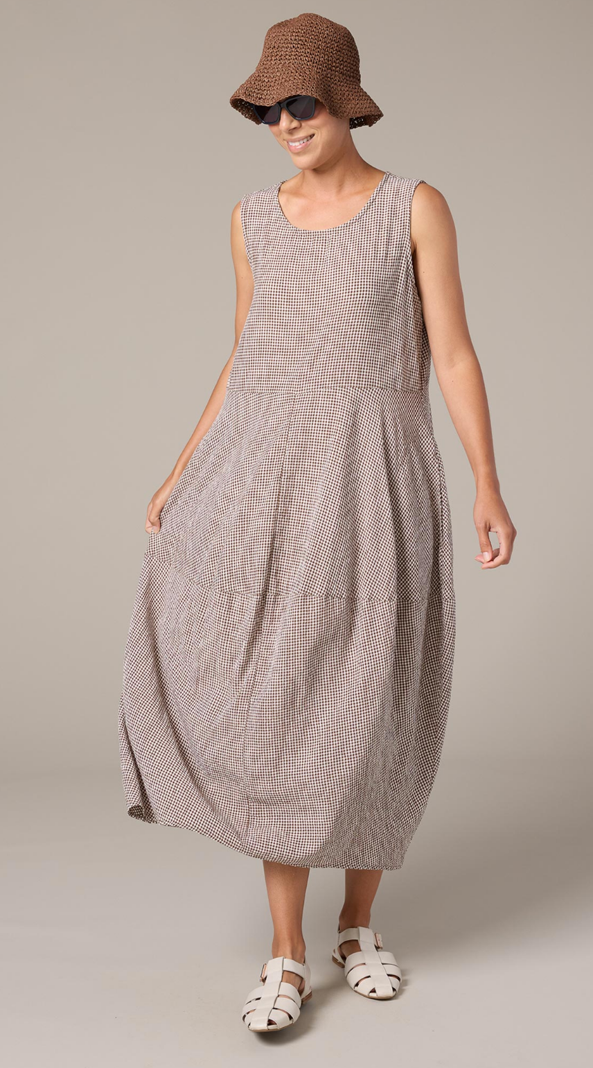 Crinkle Check Seamed Bubble Dress ~ 2 Colours