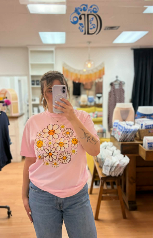 Happy Daisies, Comfort Tee: Pink