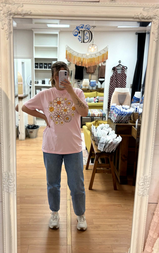 Happy Daisies, Comfort Tee: Pink