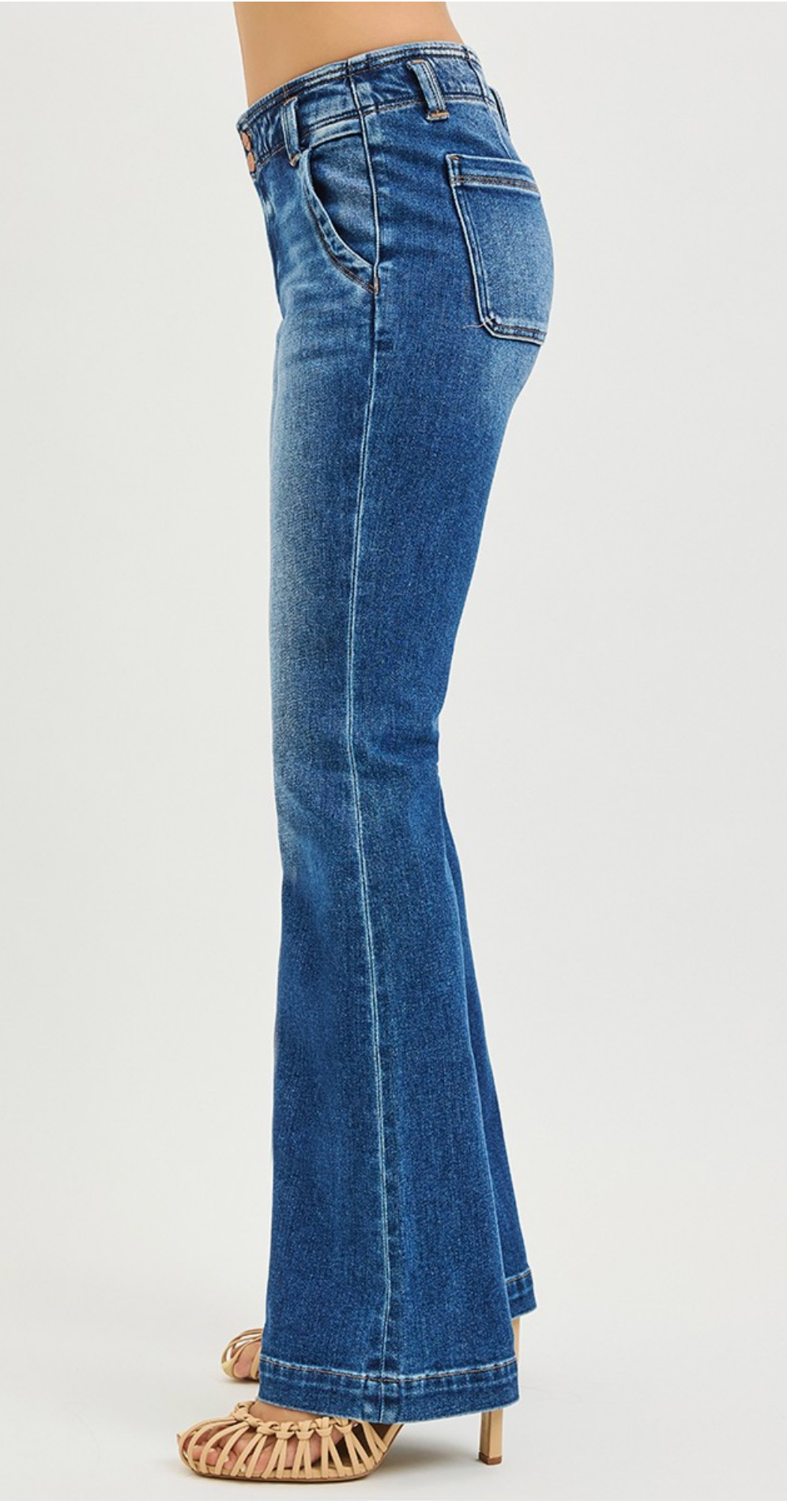 Double Button Down High Rise Flare {Reg & Curve}