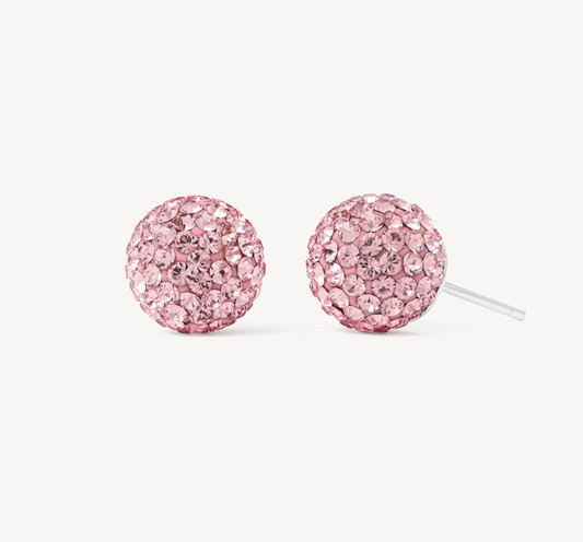Pink Sparkle Ball Stud Earrings
