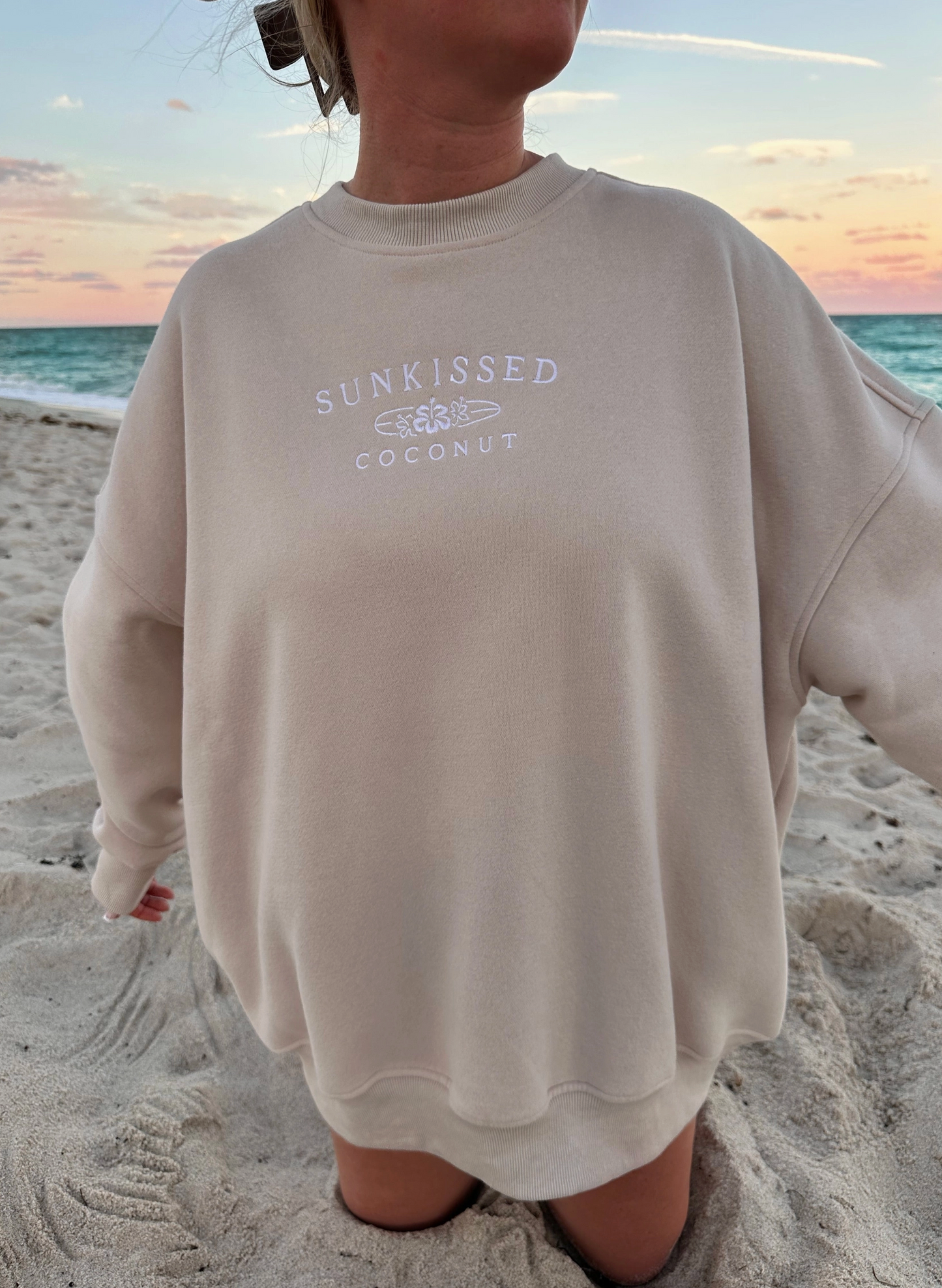 Sandstone Embroider Oversized Sweatshirt