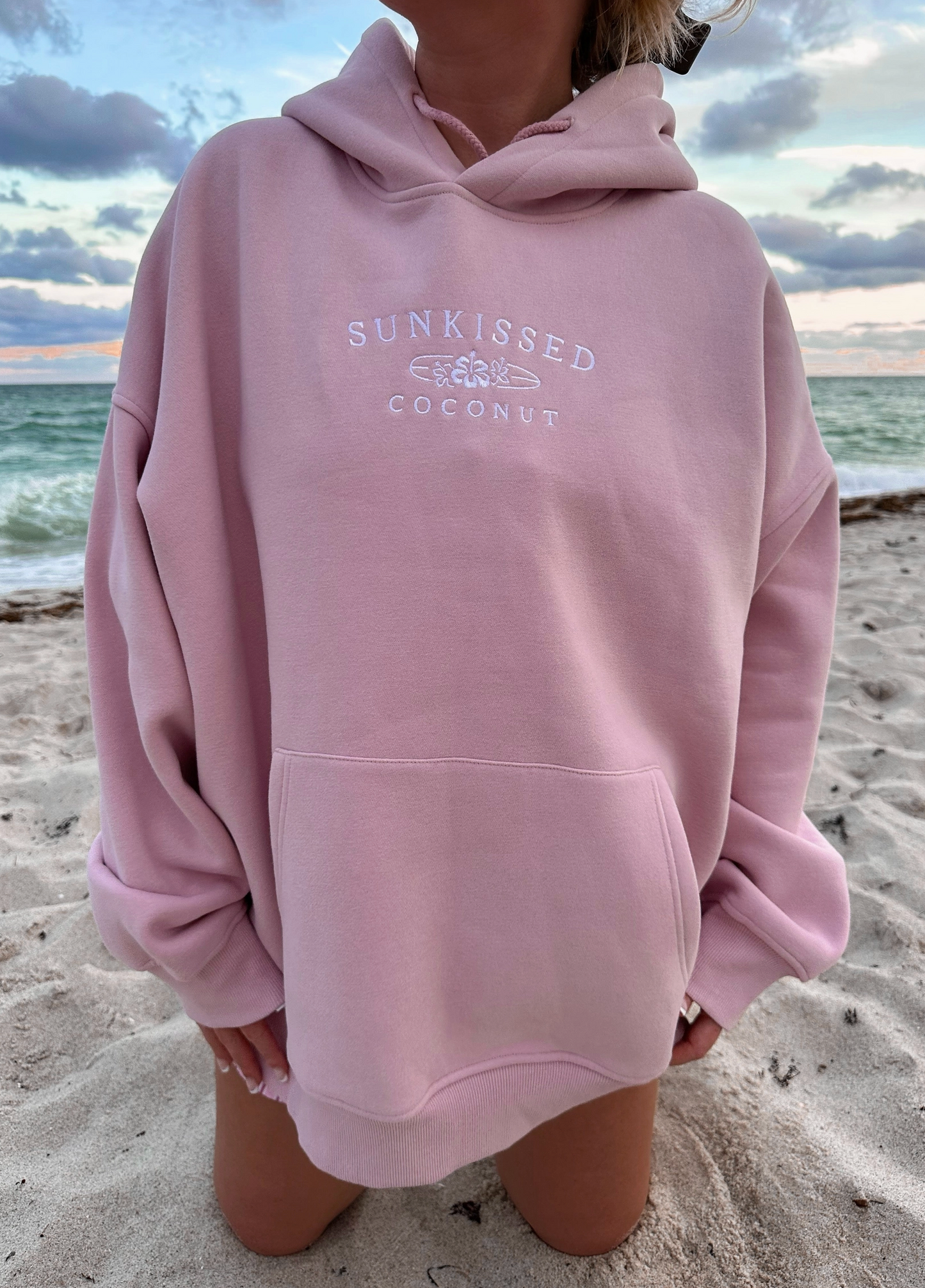 Mauve Mist Logo Embroider Oversized Hoodie