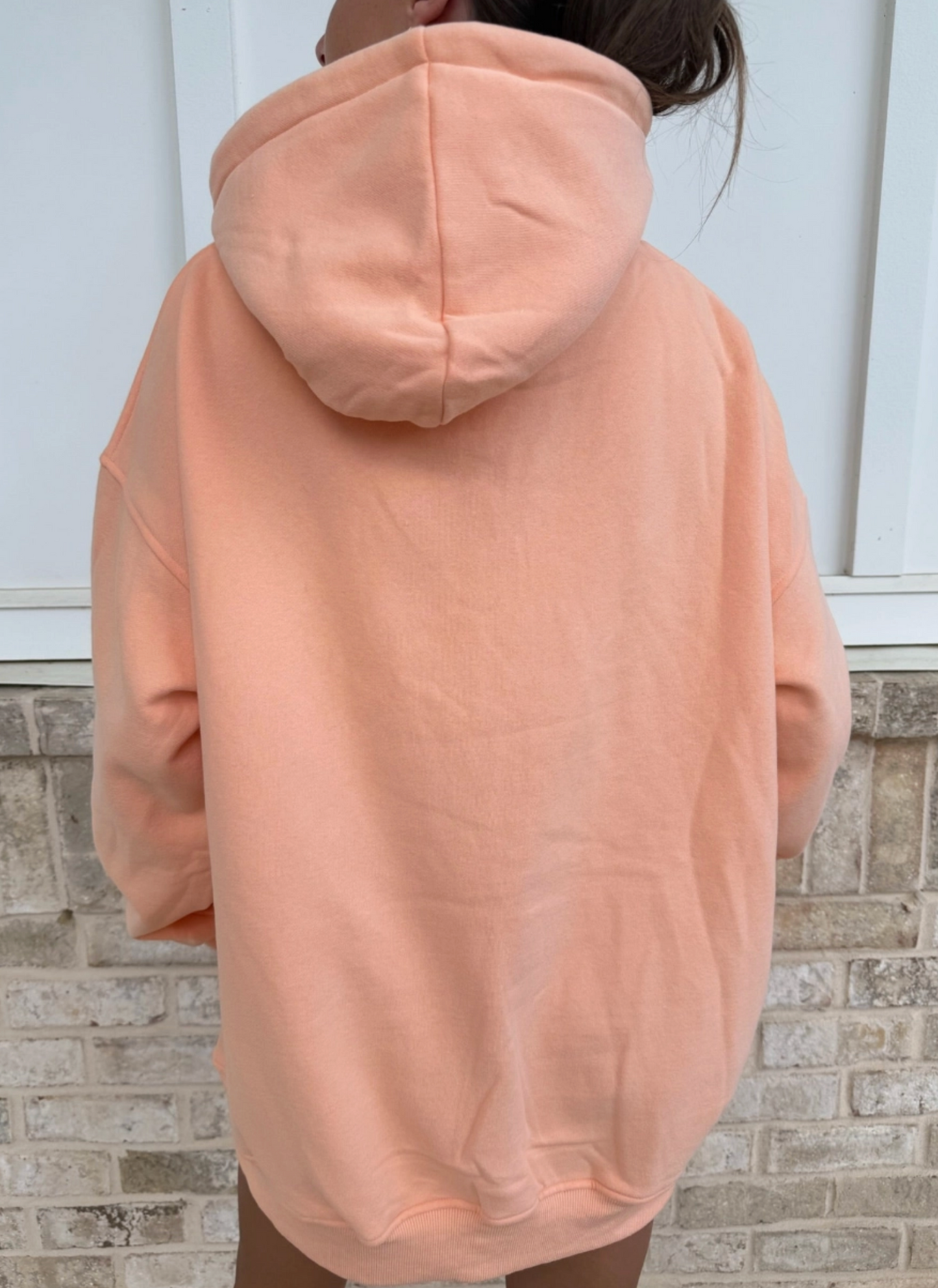 Sherbert Orange Embroider Oversized Varsity Hoodie