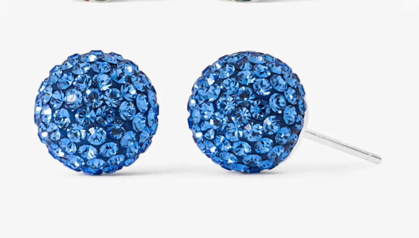 Capri Blue Sparkle Ball Stud Earrings