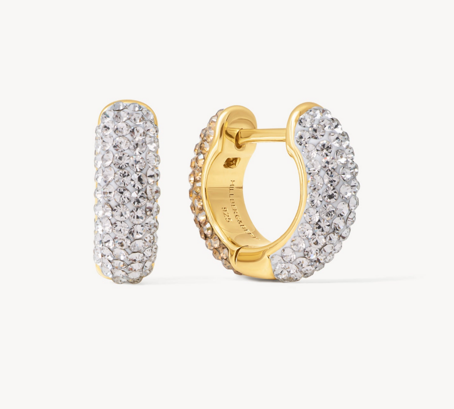 White/Soft Gold Sparkle Hoop Earrings ~ Small