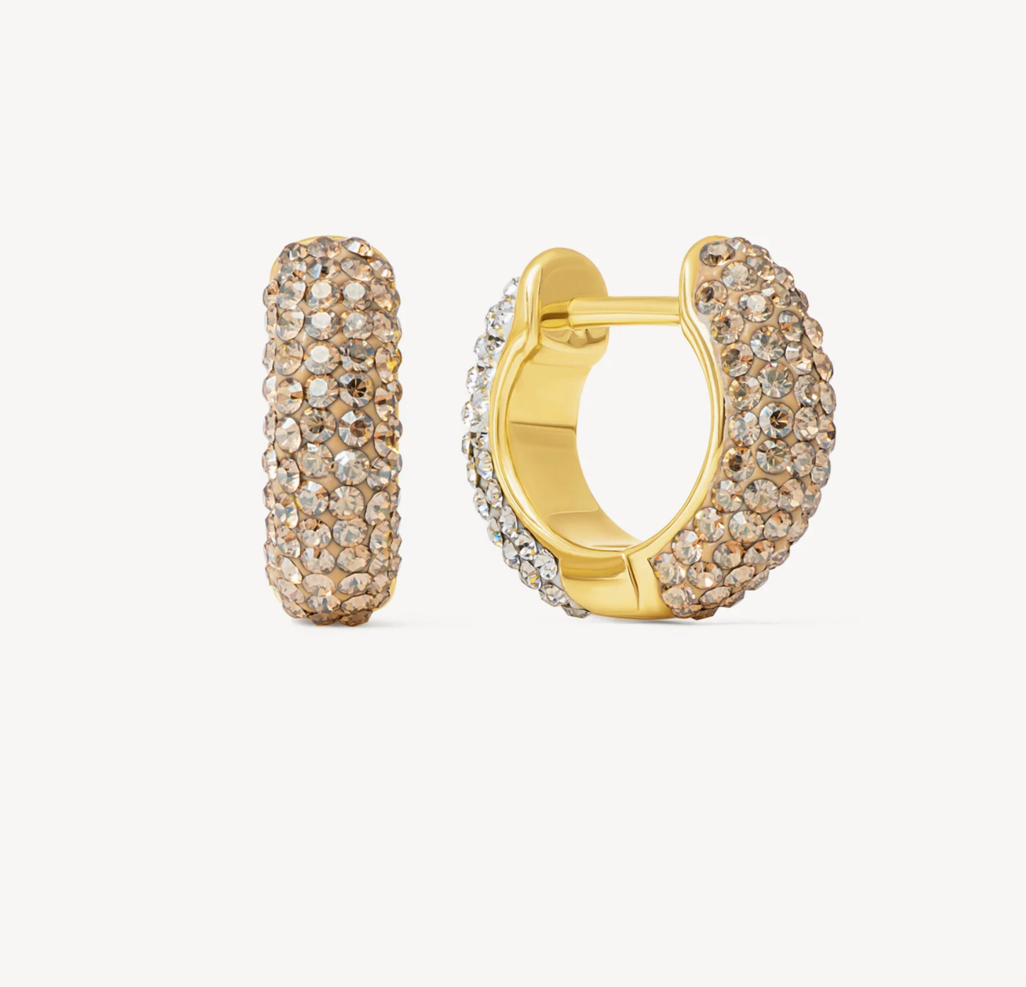 White/Soft Gold Sparkle Hoop Earrings ~ Small