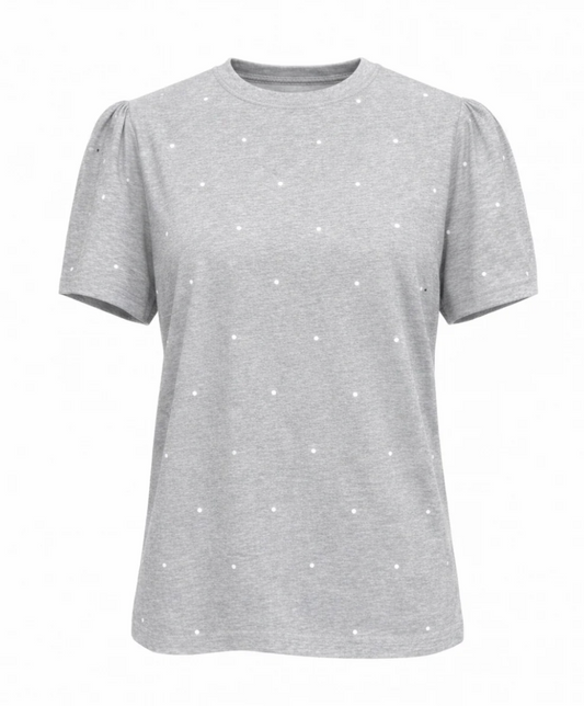 Harper Everyday Tee ~ Grey Polka Dots