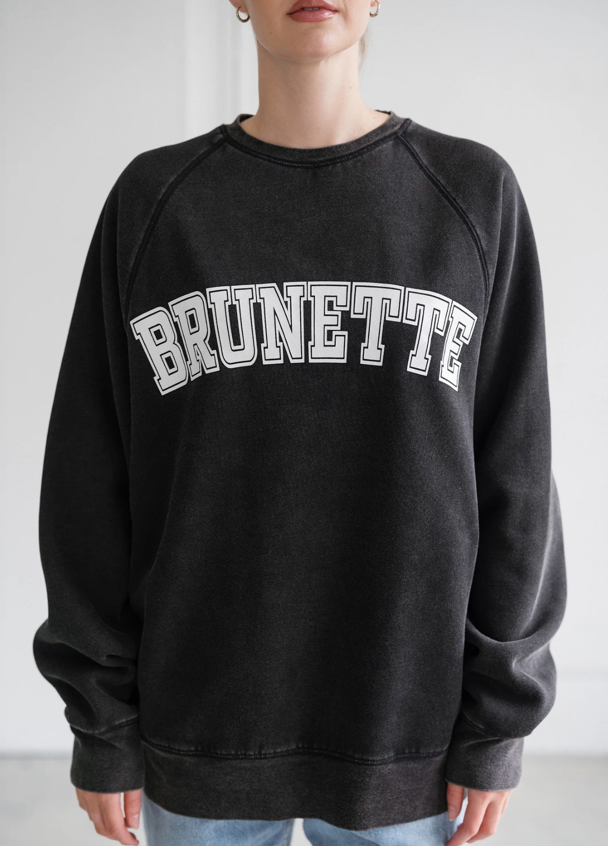 "Brunette" Perfect Crew Sweatshirt ~ Washed Black