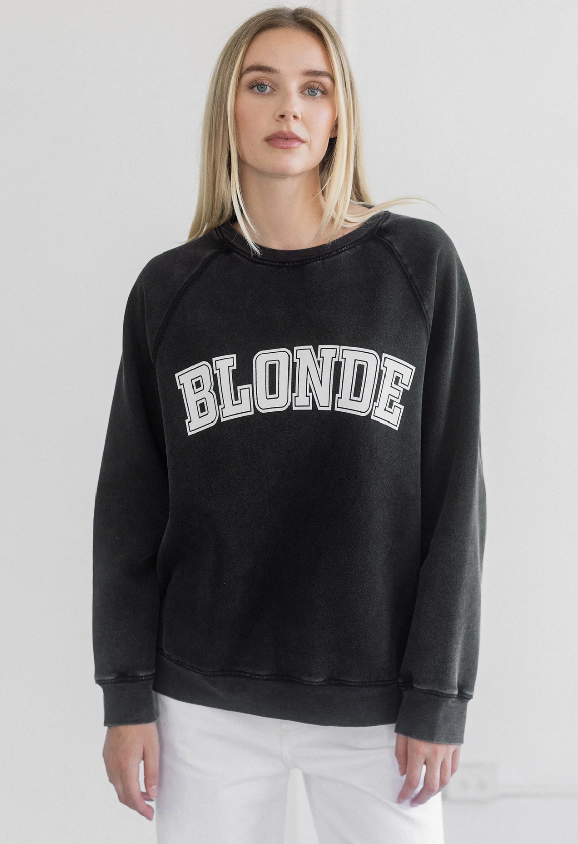 "Blonde" Perfect Crew Sweatshirt ~ Washed Black