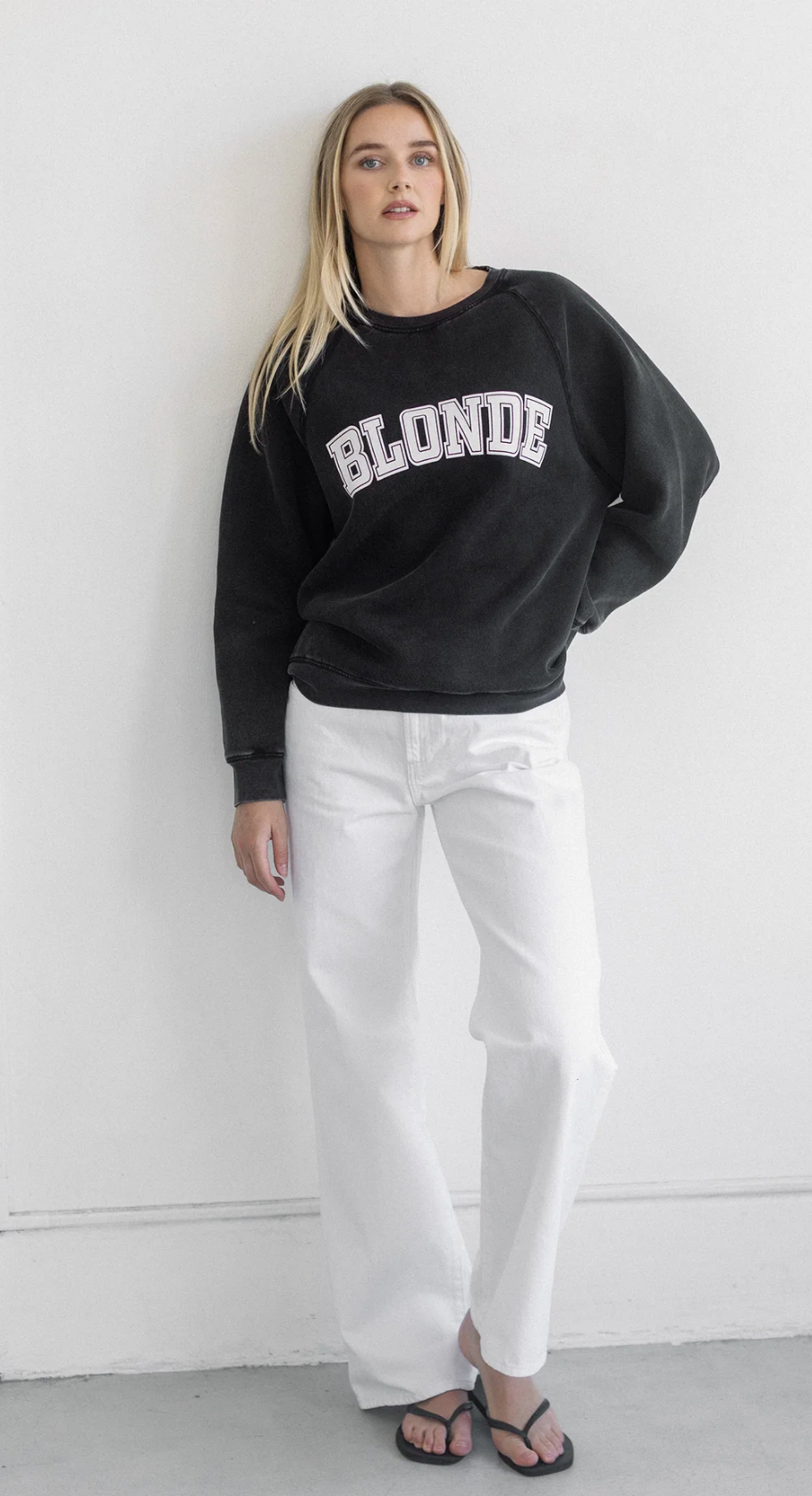 "Blonde" Perfect Crew Sweatshirt ~ Washed Black