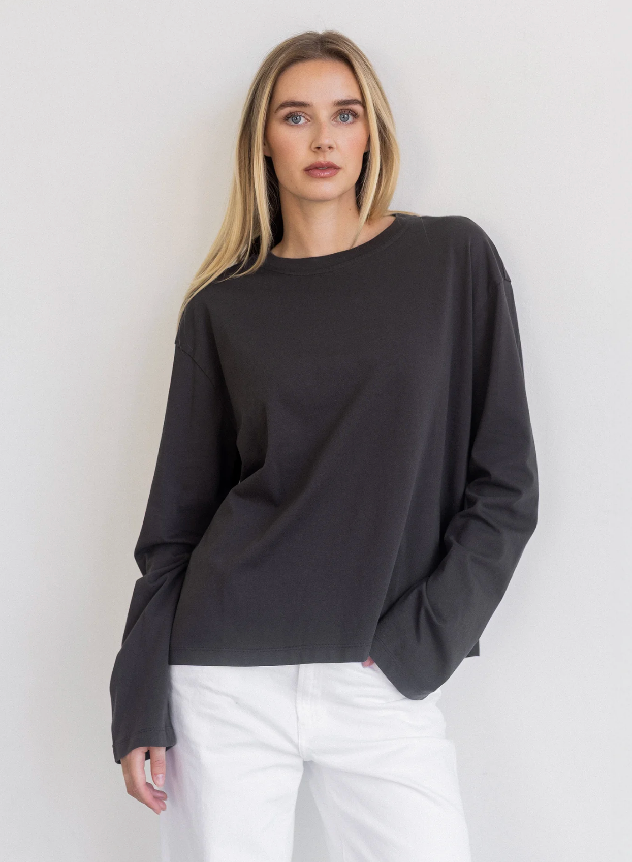 Long Sleeve Boxy Tee ~ Vintage Black