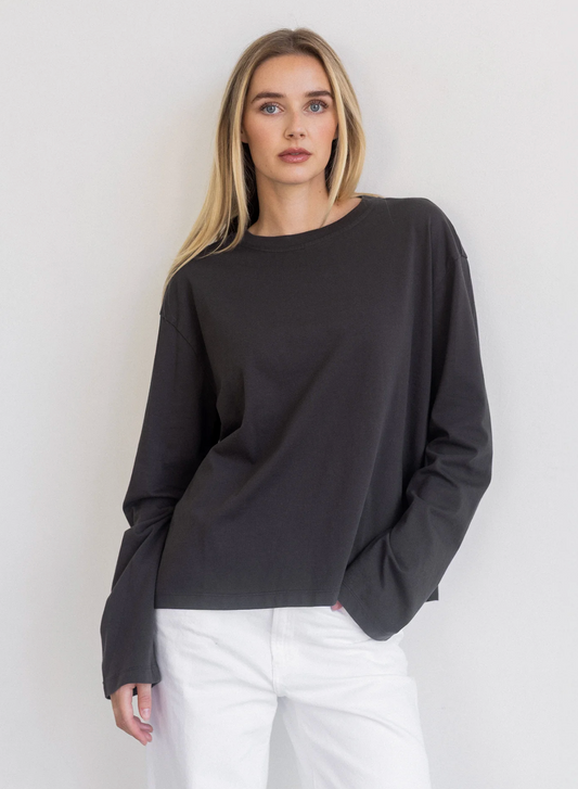 Long Sleeve Boxy Tee ~ Vintage Black