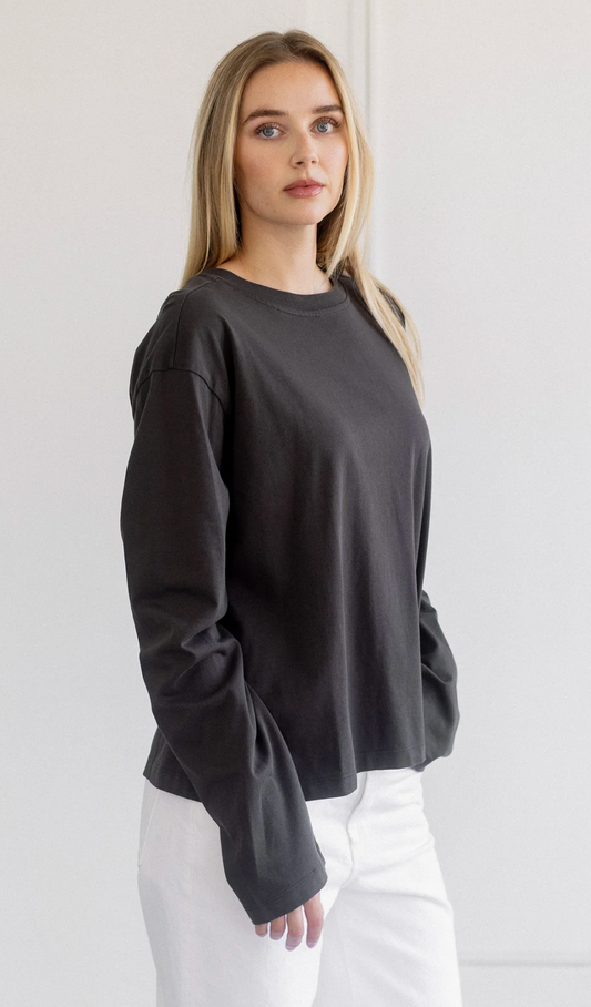 Long Sleeve Boxy Tee ~ Vintage Black
