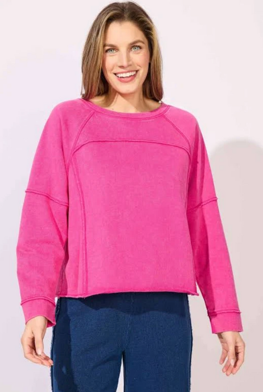 Weekend Raglan Crew ~ Fuchsia