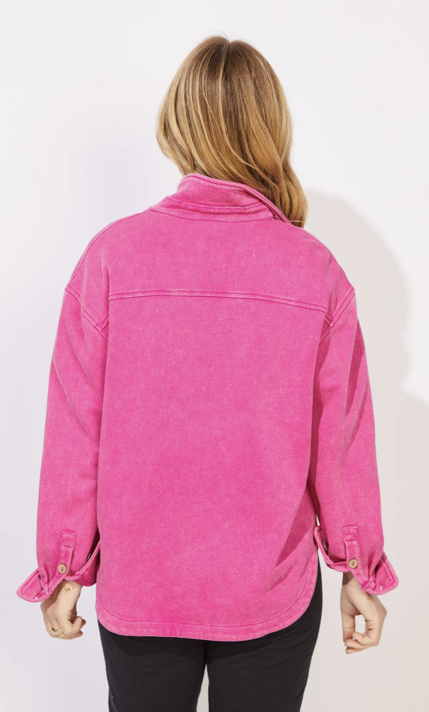 Colour Wash Terry Anywhere Shacket ~ Fuchsia