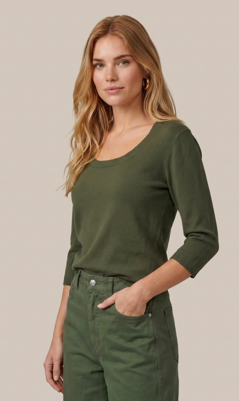 Ann Knit Pullover ~ Dark Olive