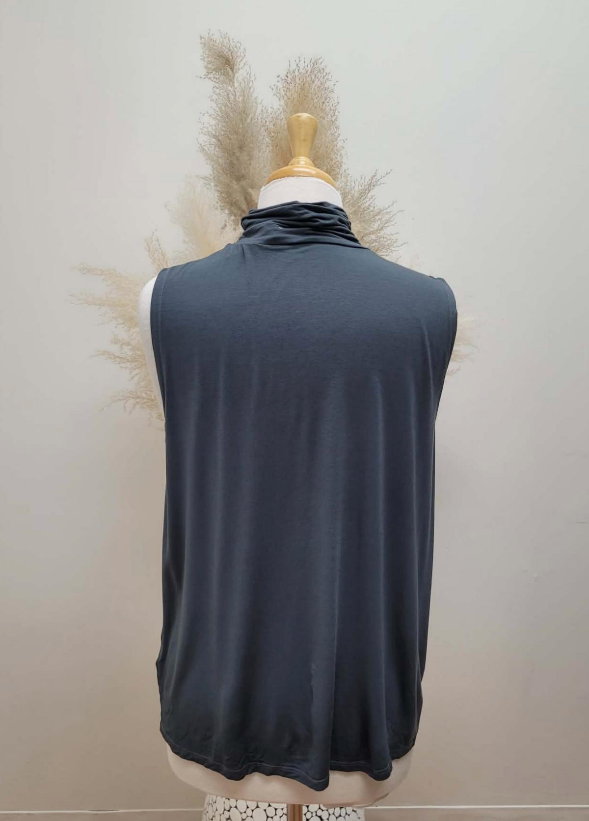 Ruched-Neck Sleeveless Top  ~ 2 Colours