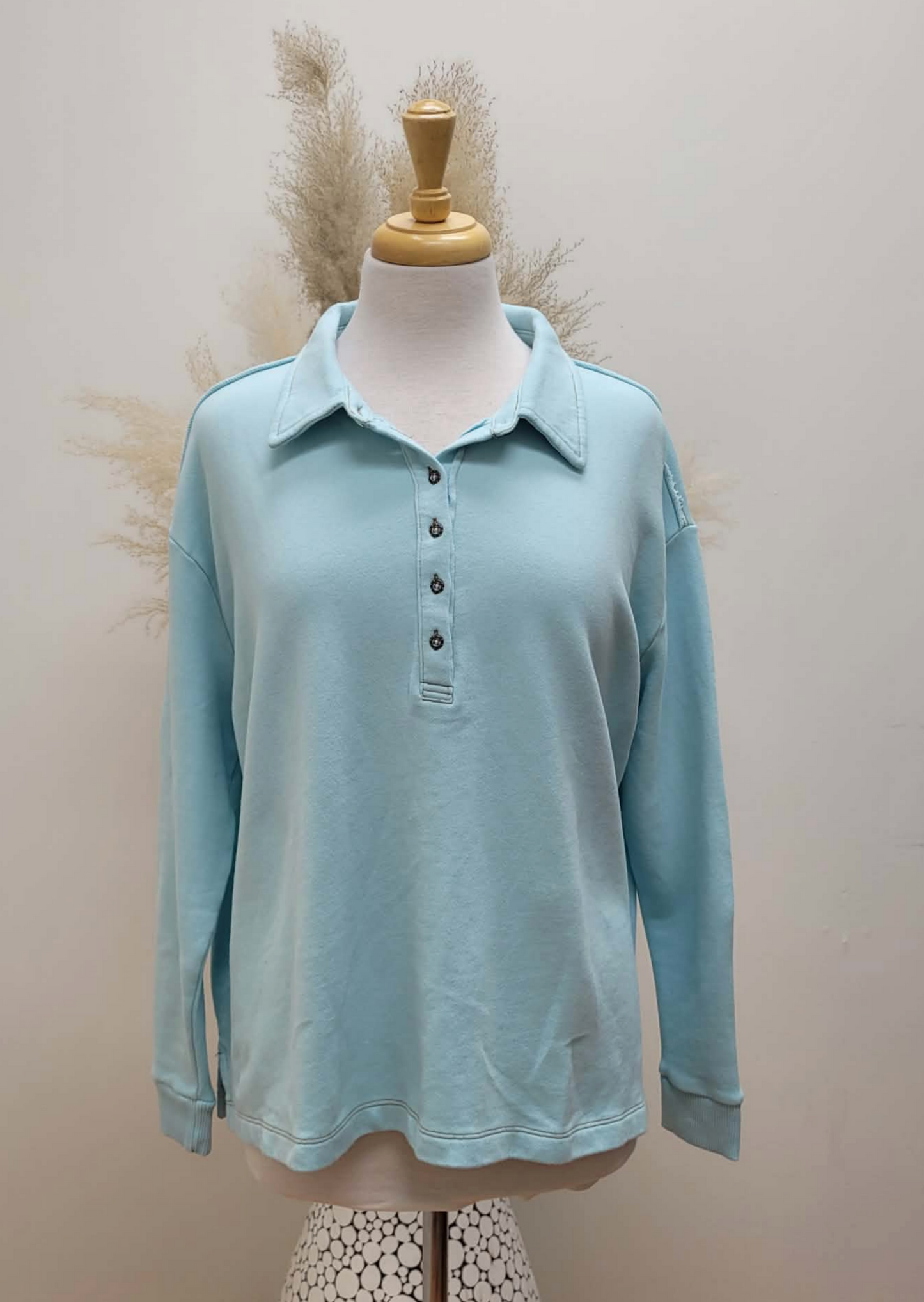 Terry Cotton Cashmere LS Polo  ~ 4 Colours
