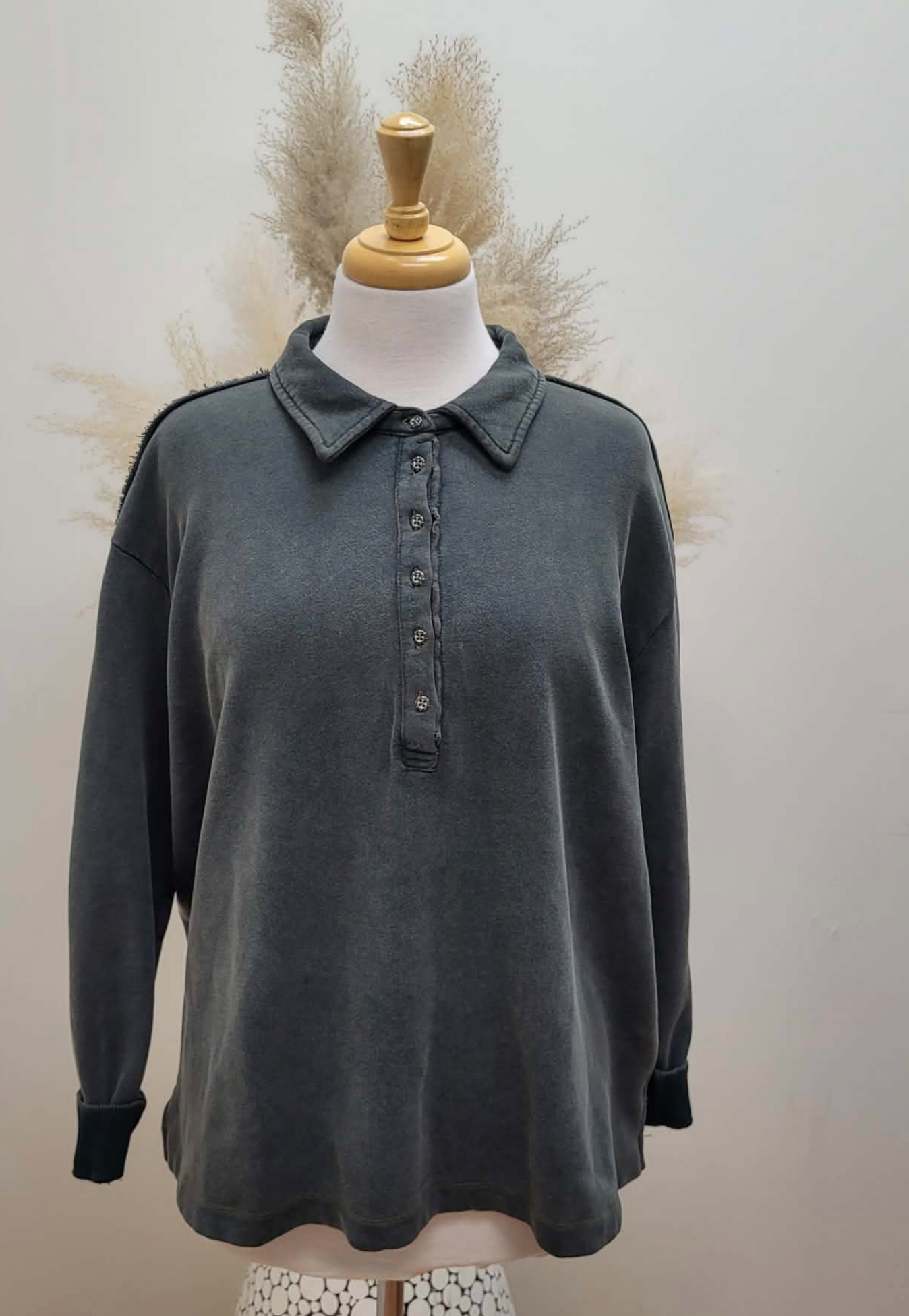 Terry Cotton Cashmere LS Polo  ~ 4 Colours