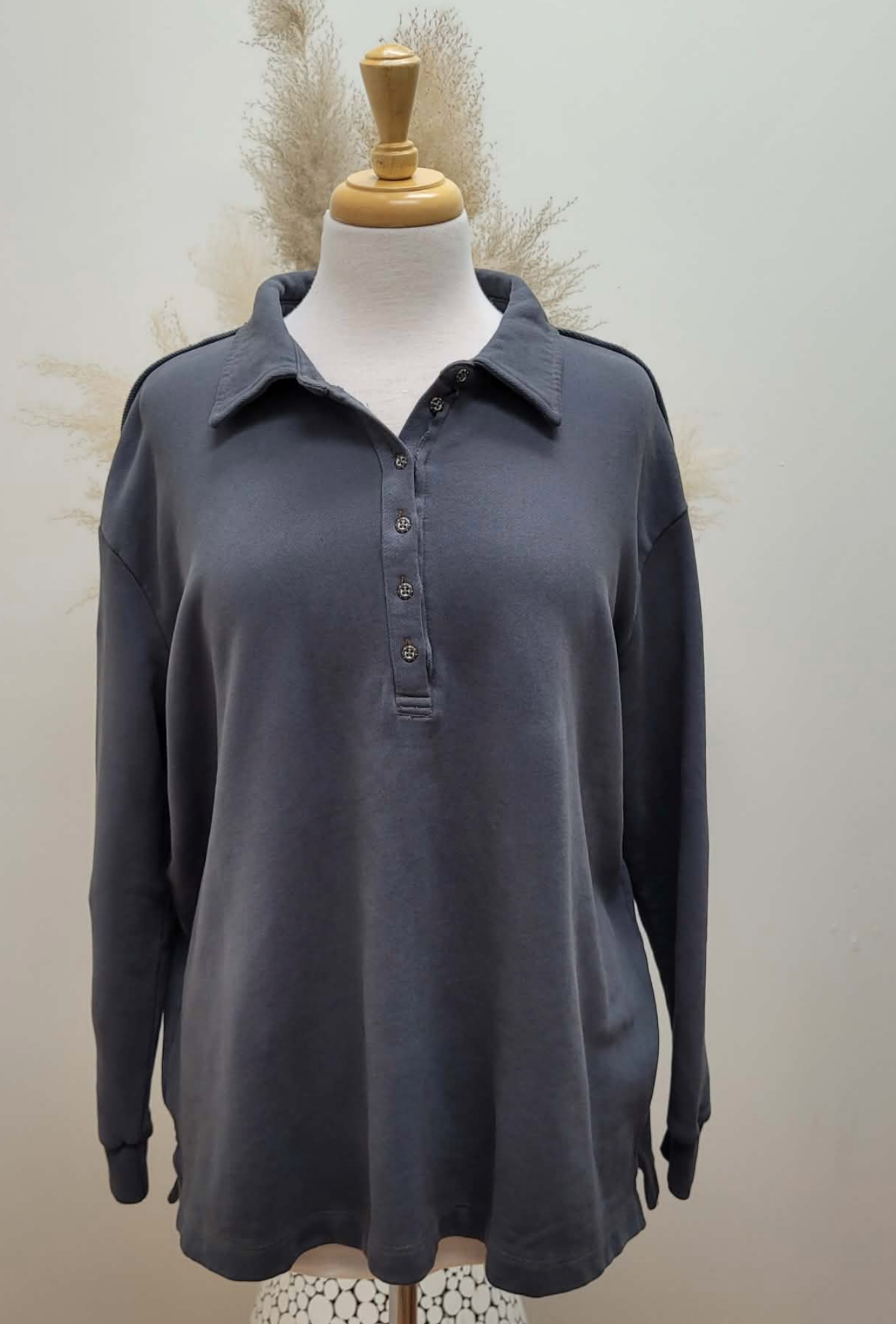 Terry Cotton Cashmere LS Polo  ~ 4 Colours