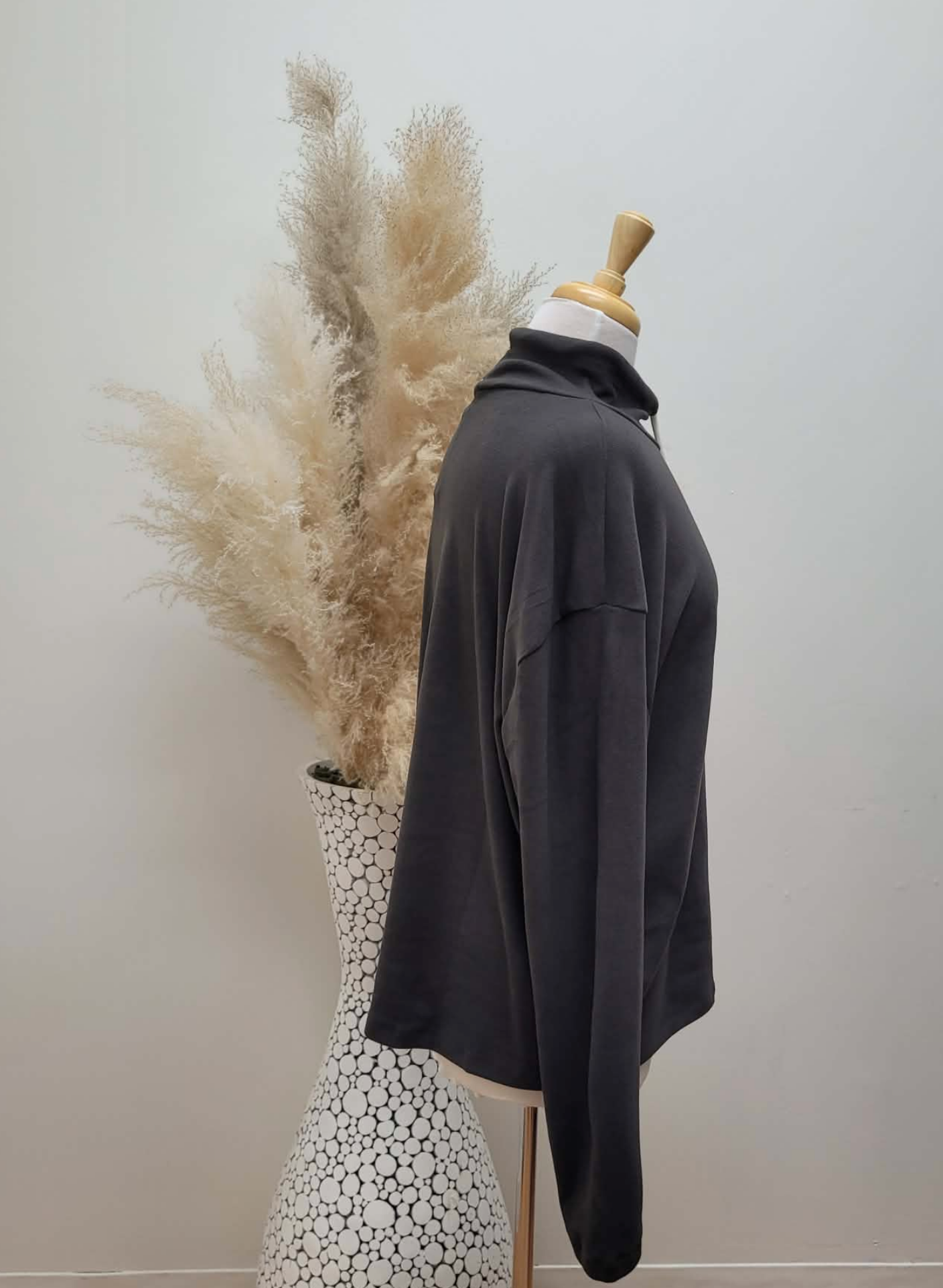 Lux Tristan Double Face Fleece Funnel Pullover ~ Dark Truffle
